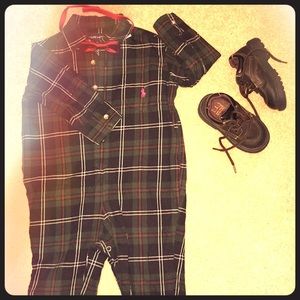Ralph Lauren plaid, collared, button up one piece